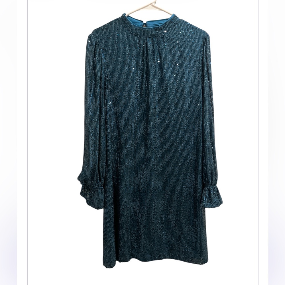 New Julia Jordan Teal Sequin Mock Sheath Midi Size 8 Dress